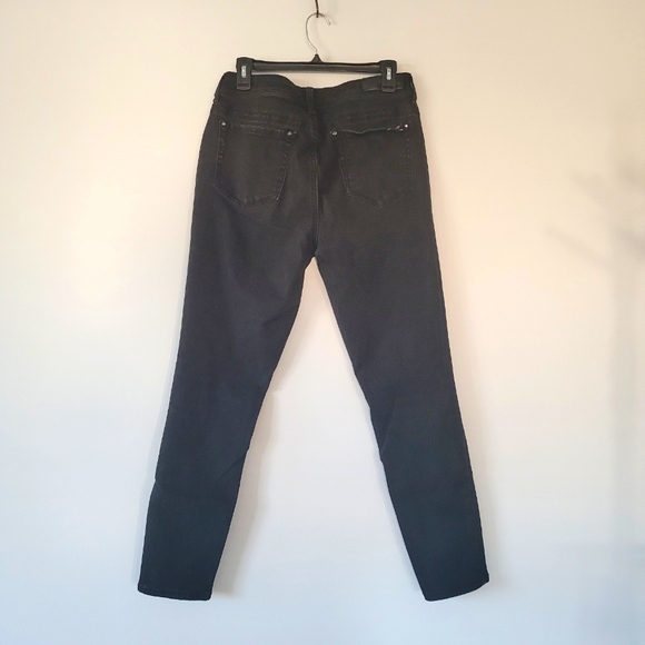 SEVEN 7 Destressed High Waisted Denim Black Skinny Jeans w/Rhinestones - Picture 2 of 10